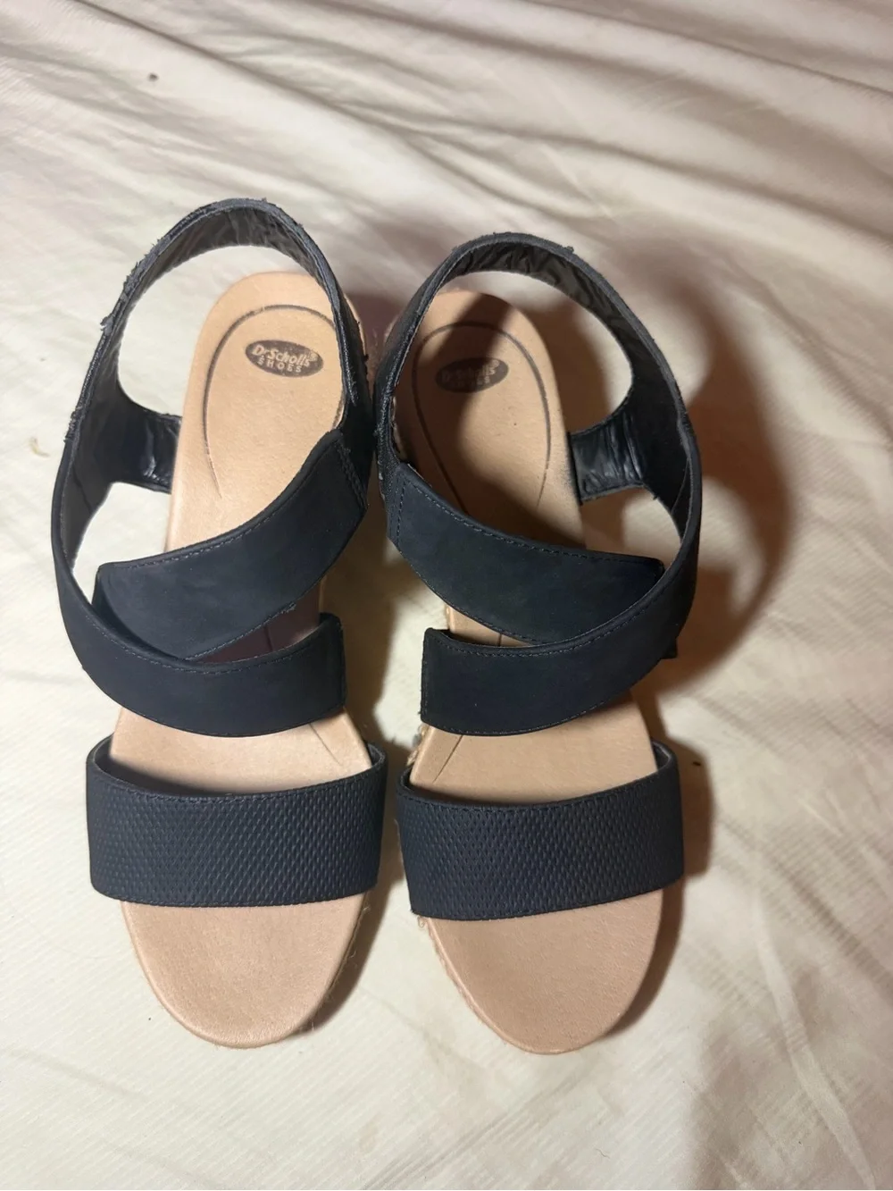 Dr. Scholl's Black Strappy Wedge Sandals with Cushioned Footbed